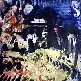 full view of Nine Lives no. 5 - Death by Dragon Indigestion painting