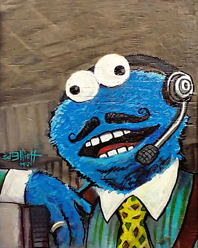 full view of Cookie Monster - ME JUST NEEDED DENTAL painting
