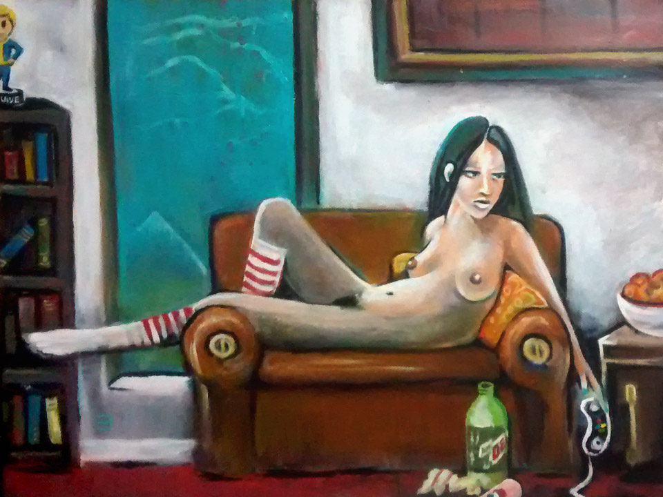 full view of Couch Potato painting