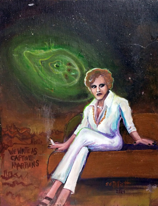 full view of James Tiptree, Jr. - We Write as Captive Martians painting