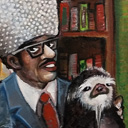 thumbnail of Man In Disguise Relaxing With Sloth Necromancer painting