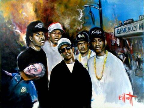 full view of NWA - Fuck tha Police painting