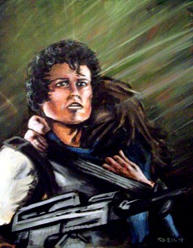 full view of Ripley and Newt painting