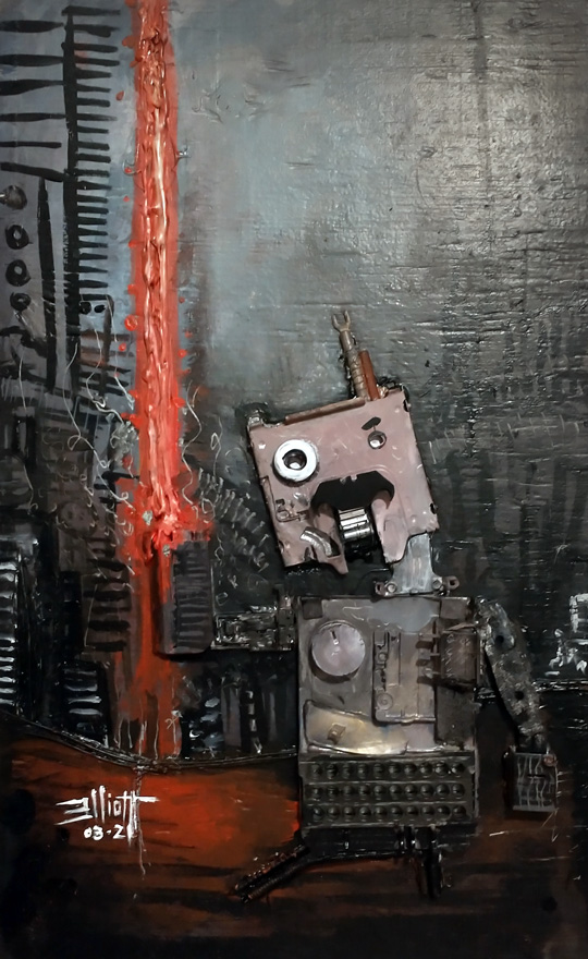 full view of Vector the Junkbot Celebrates Laser Day painting