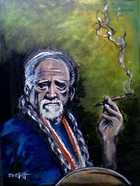 full view of Willie Nelson painting